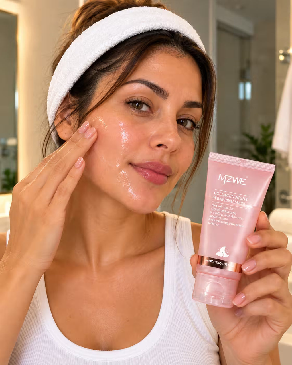 Aplicando la mascarilla de noche
