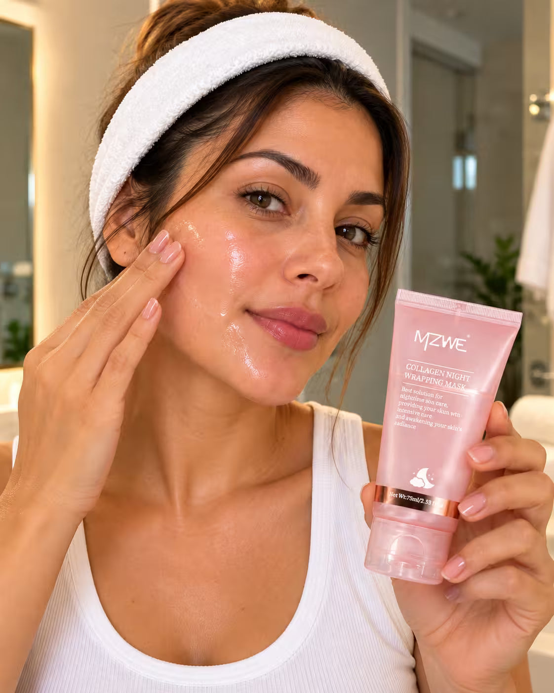 Aplicando la mascarilla de noche
