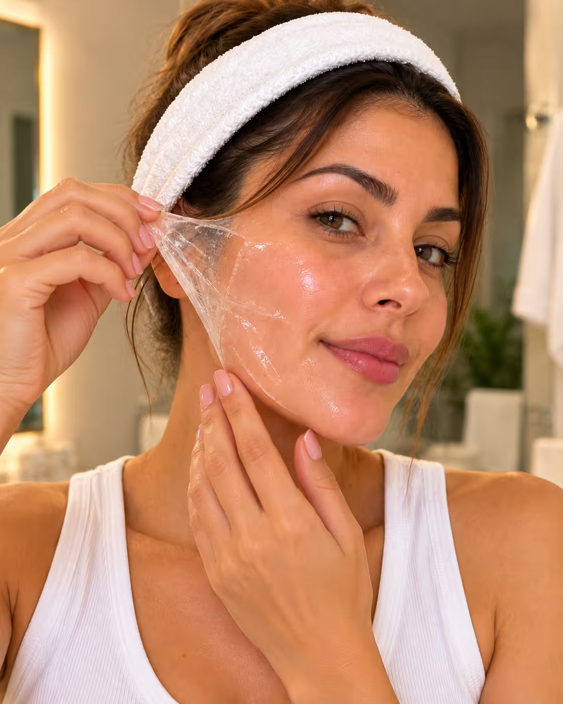 Retirando la mascarilla en la mañana